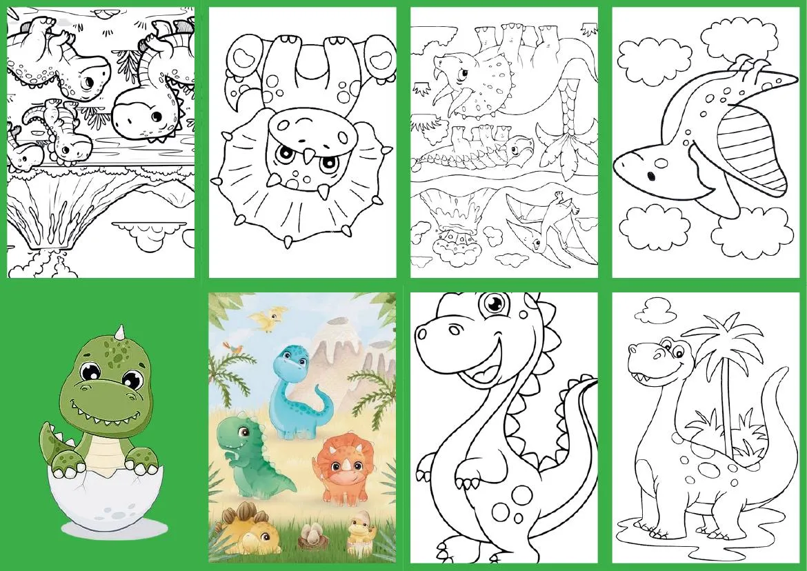 Mini livrinho de colorir do tema Dino