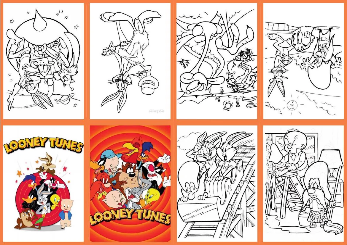 Mini livrinho de colorir do tema Looney Tunes