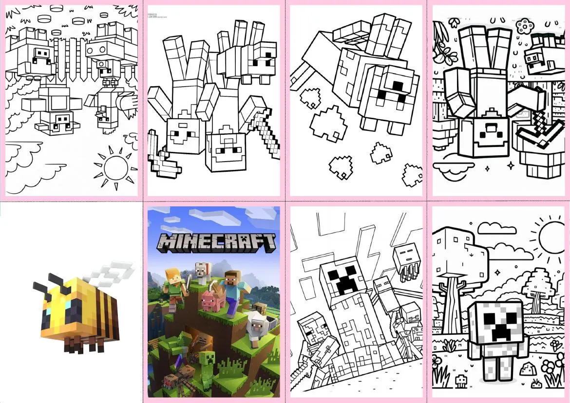 Mini livrinho de colorir do tema Minecraft