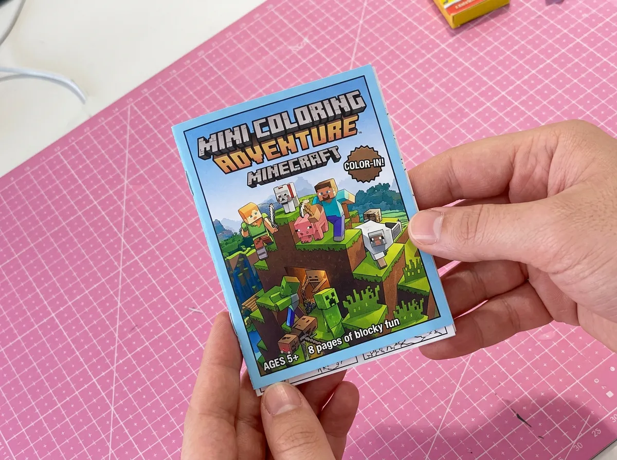 Mini livrinho de colorir do tema Aventura Blocos