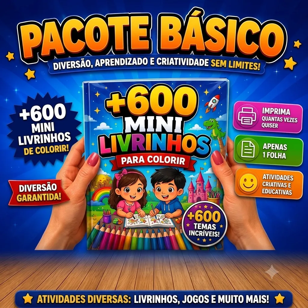 Mockup do Pacote Básico +600 temas de mini livrinhos